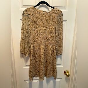 Abercrombie & Fitch Tan Leopard Print Long Sleeve Dress